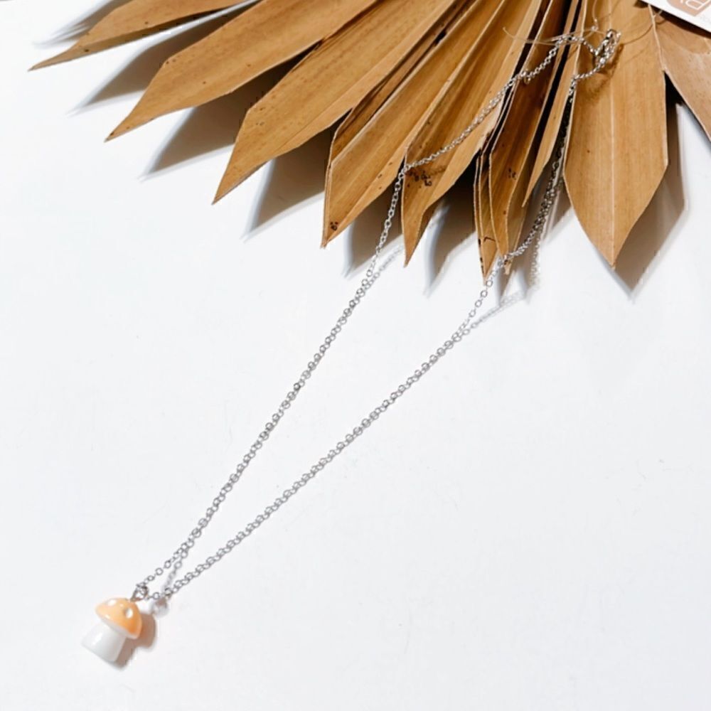 Orange  mushroom necklace